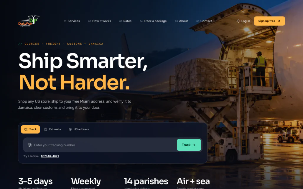 Night Cargo home page preview